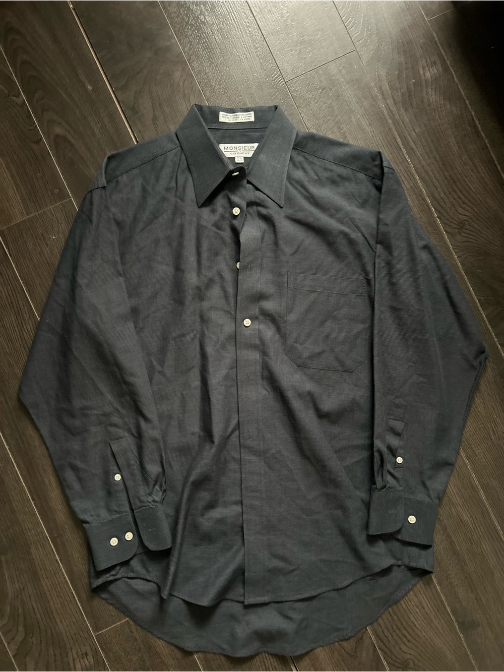 Monsieur by Givenchy Navy Long-Sleeve Dress Shirt 15 1/2